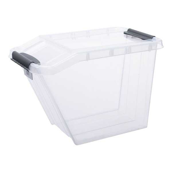 Bac de rangement transparent avec Couvercle Incliné 58 litres Plast team
