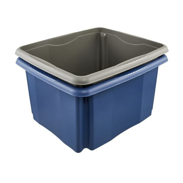 Caisse de rangement bleue en plastique recyclé 24 litres KEEEPER