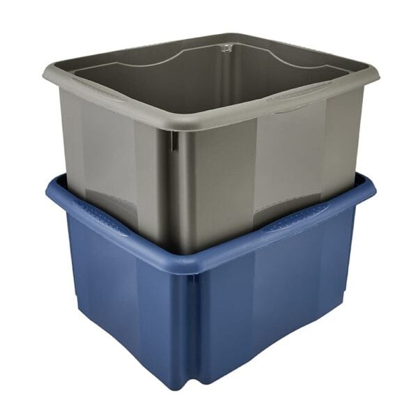 Caisse de rangement bleue en plastique recyclé 24 litres KEEEPER
