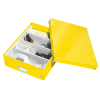Boîte en carton compartimentée jaune avec couvercle