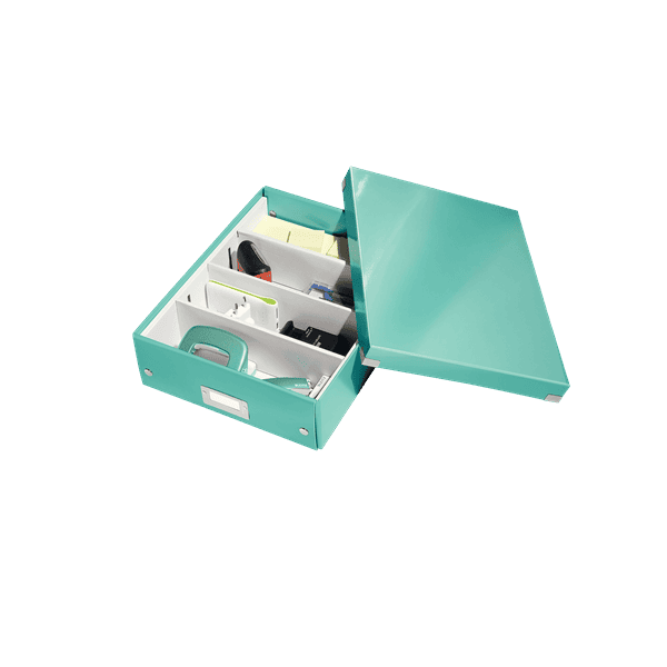 Boîte en carton compartimentée menthe avec couvercle