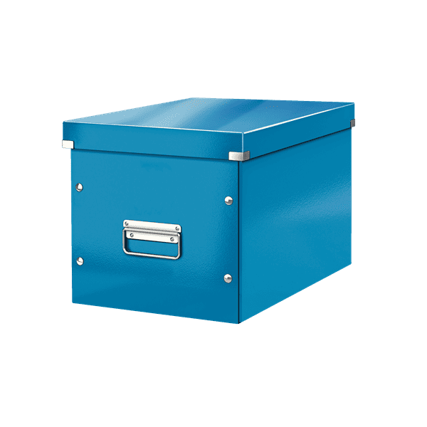 Grand Cube de rangement en Carton avec couvercle bleu