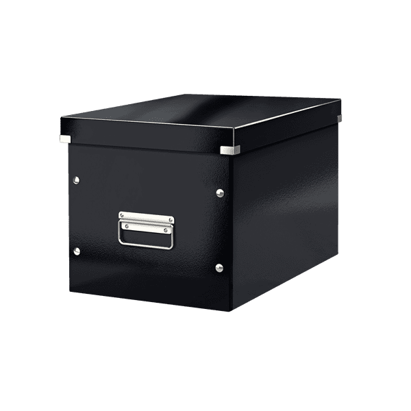 Grand Cube de rangement en Carton avec couvercle noire