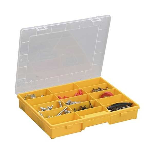 Boîte De Rangement à Compartiments - Avec Couvercle Transparent, Jaune, 20 Cloisons Amovibles
