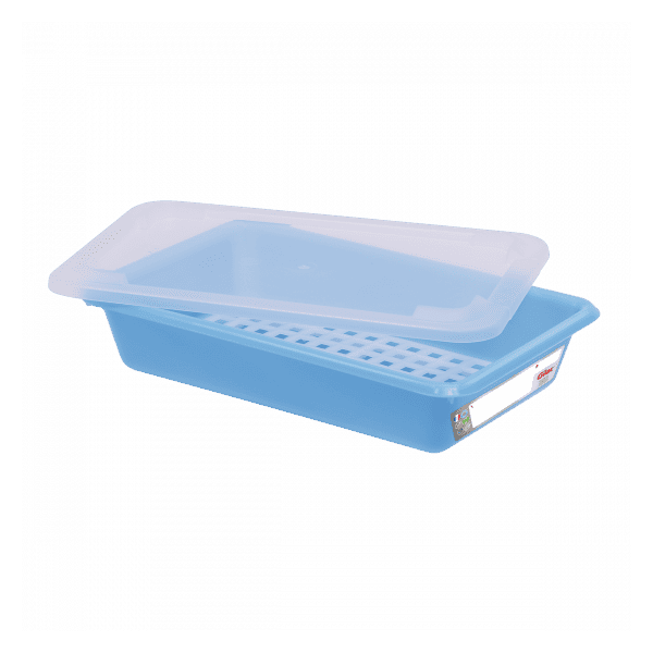 Bac alimentaire plat 3 litres HACCP avec couvercle et grille Gilac