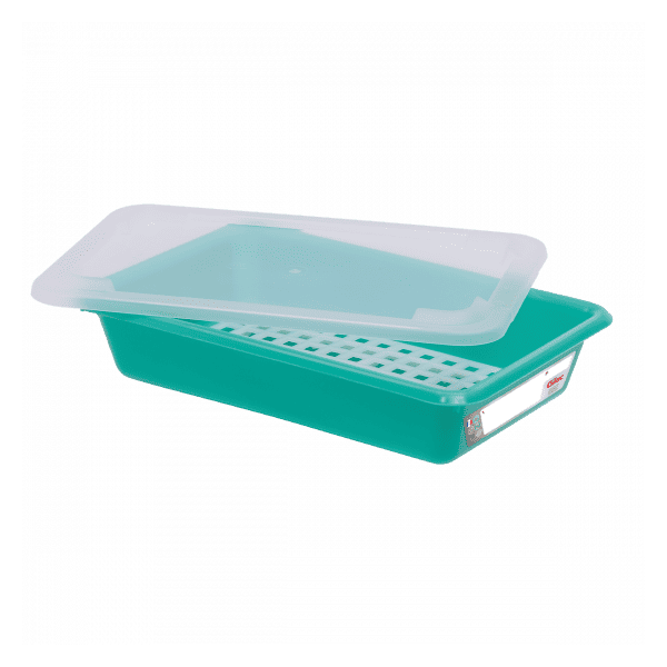 Bac alimentaire plat 3 litres HACCP avec couvercle et grille Gilac