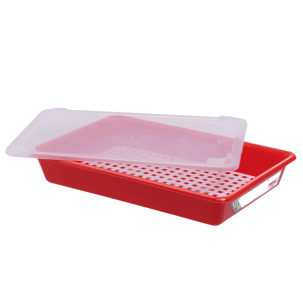 Bac alimentaire plat 8 litres HACCP avec couvercle et grille Gilac