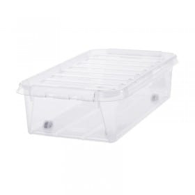 Boîte de rangement sous le lit Kis 30,3 x 23 x 6,8 po 56 L plastique  transparent avec roulettes FG008641CLRC