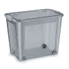 Grande Caisse transparente grise à roulettes 63 litres