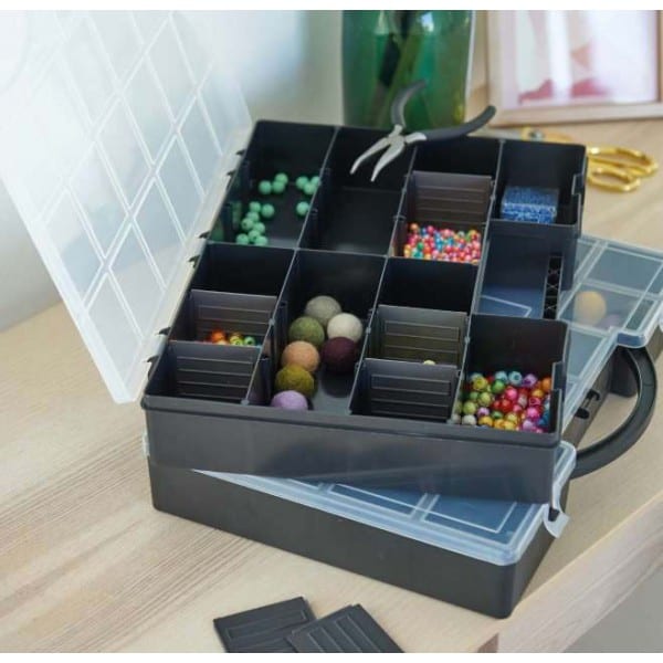 Petite Boîte de rangement 11 compartiments grise