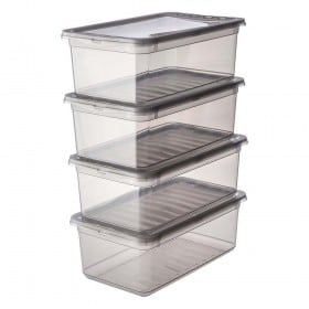 Boîte Rangement Chaussures Avec Couvercle Transparent - Taille M, L, XL - Empilable, Trous D'aération - Polypropylène Robuste - Pour Placard Ou Dressing