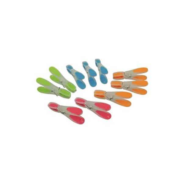 Lot De 50 Pinces à Linge Multifonctions – Fil D’Acier Revêtu PVC, Couleurs Assorties, Anti-Vent & Réutilisables