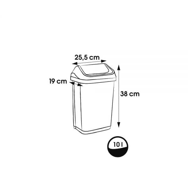 Poubelle plastique à couvercle basculant 10 litres