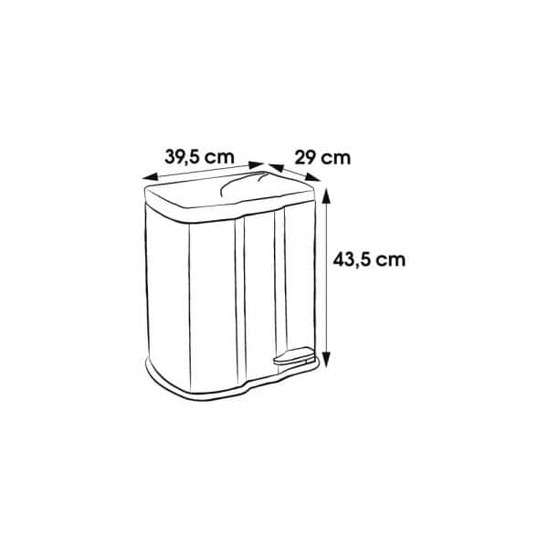 Poubelle à pédale avec 2 bacs 7 et 15 litres
