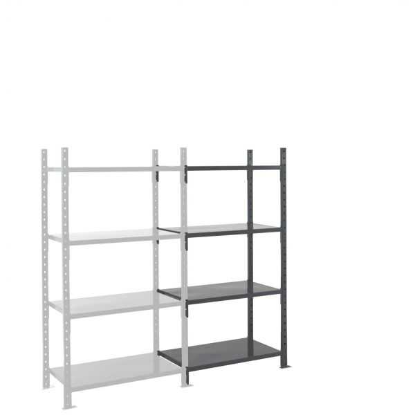 Rayonnage Charges lourdes Kit suivant 4 étagères en tôle 2000x1260x600 mm Fliplus