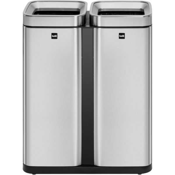 Poubelle de tri sélectif en inox "the twin bin" 2 x 30 litres