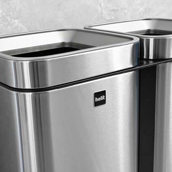 Poubelle de tri sélectif en inox "the twin bin" 2 x 30 litres