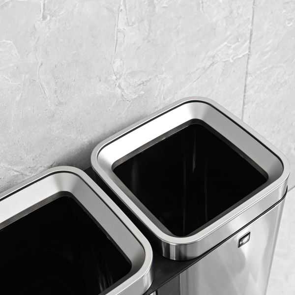 Poubelle de tri sélectif en inox "the twin bin" 2 x 30 litres