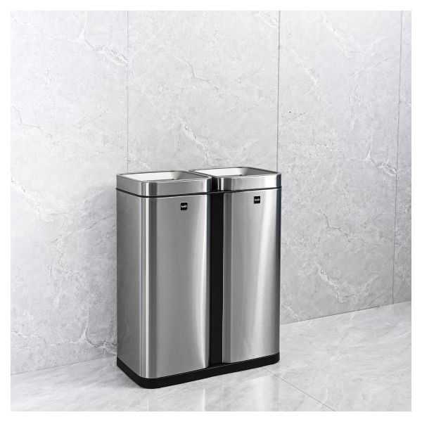 Poubelle de tri sélectif en inox "the twin bin" 2 x 30 litres
