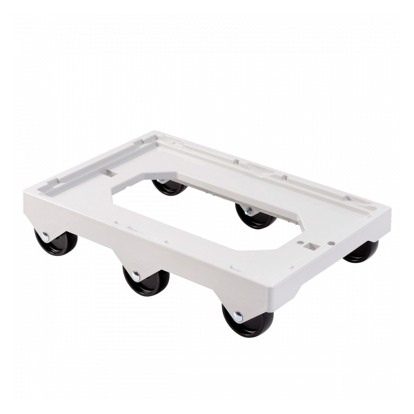 Socle rouleur 6 roues - axe acier - gris