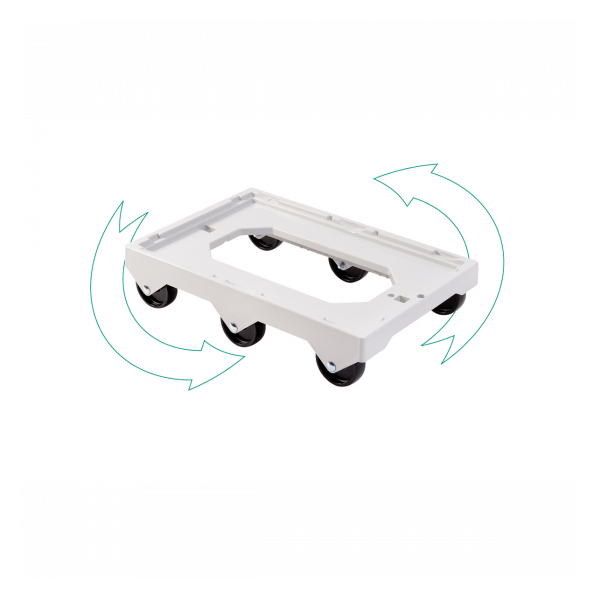 Socle rouleur 6 roues - axe acier - gris