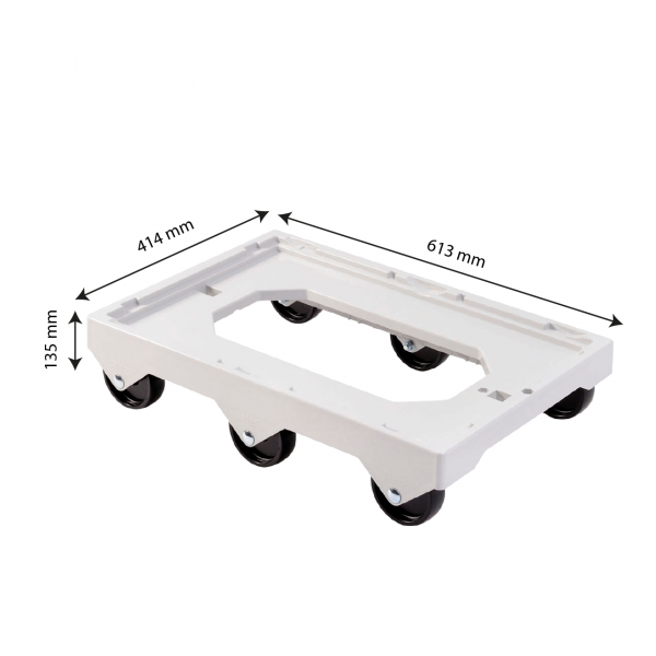 Socle rouleur 6 roues - axe acier - gris