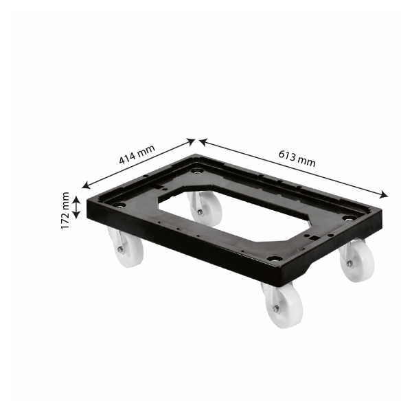 Socle rouleur 4 roues pivotantes - chape acier - noir