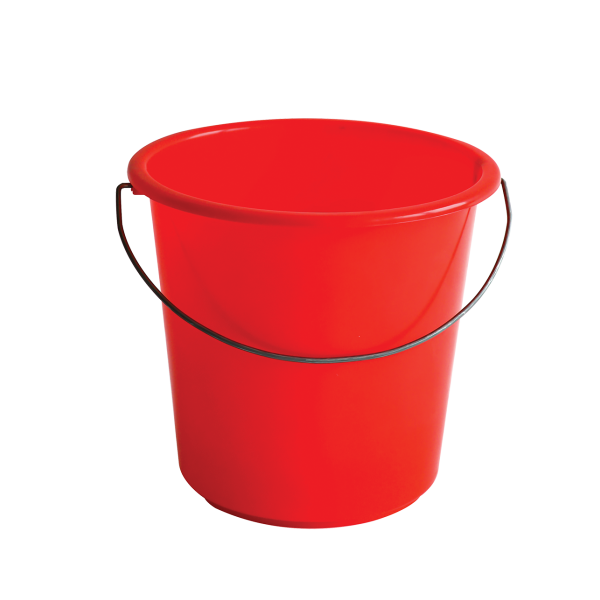 Seau rond léger avec anse acier - 5 L - rouge