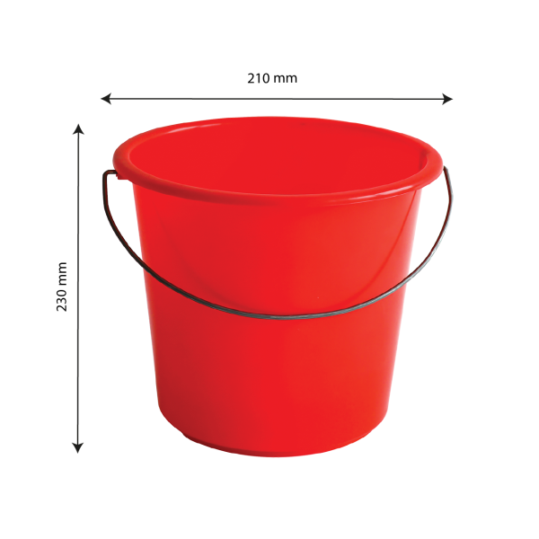 Seau rond léger avec anse acier - 5 L - rouge