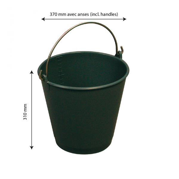 Seau rond 14 L gradué avec anse inox - gris