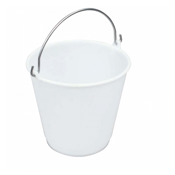 Seau rond 14 L gradué avec anse inox - blanc