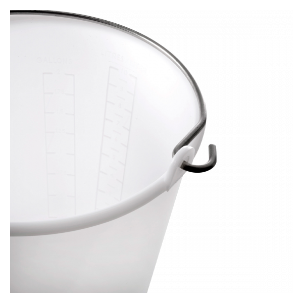 Seau rond 14 L gradué avec anse inox - blanc