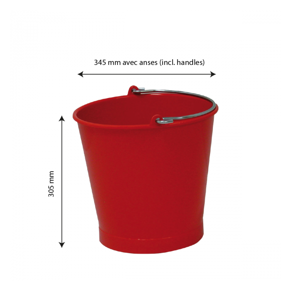 Seau rond 13 L anse inox - rouge