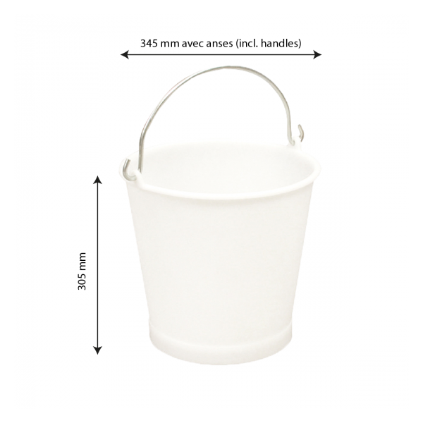 Seau rond 13 L anse inox - blanc