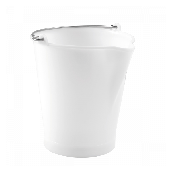 Seau rond 12 L anse inox avec bec verseur - blanc