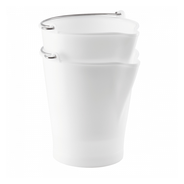 Seau rond 12 L anse inox avec bec verseur - blanc