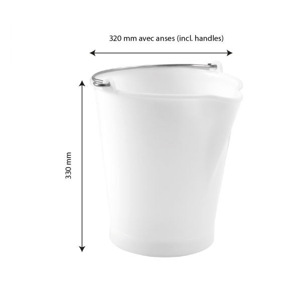 Seau rond 12 L anse inox avec bec verseur - blanc