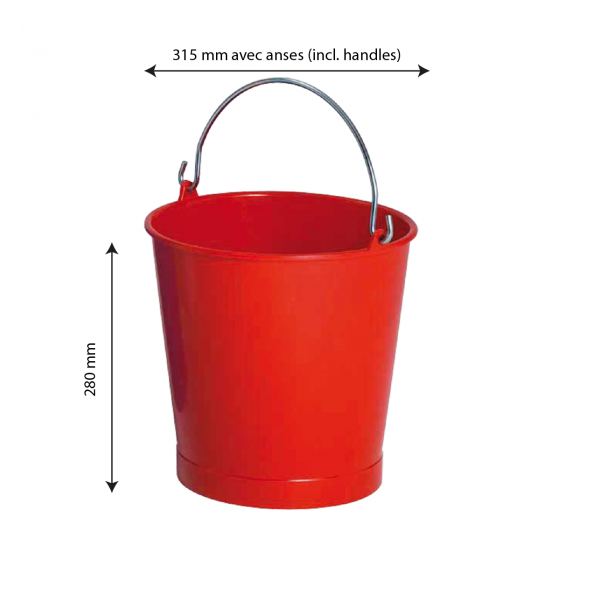 Seau rond 10 L anse inox - rouge