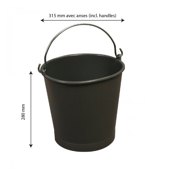 Seau rond 10 L anse inox - gris