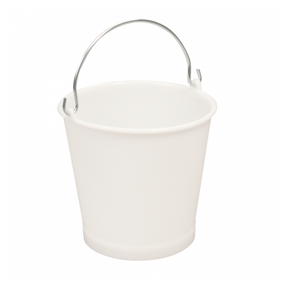 Seau rond 10 L anse inox - blanc