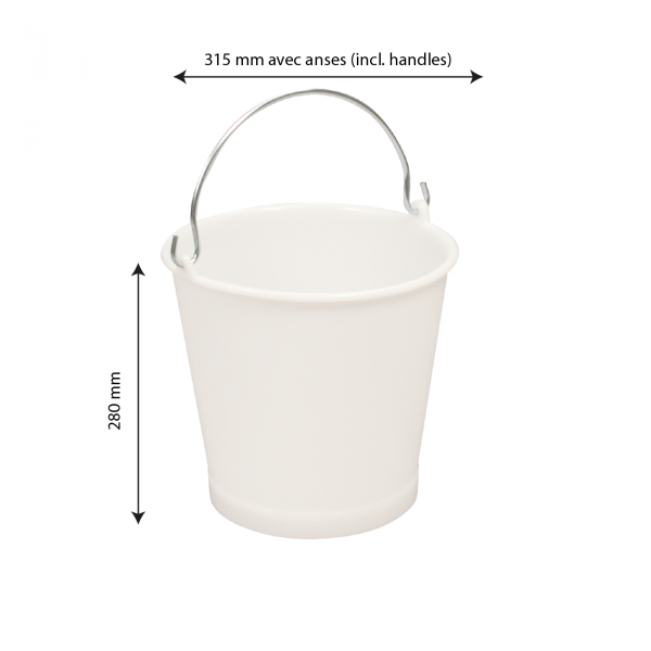 Seau rond 10 L anse inox - blanc