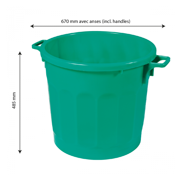 Poubelle ronde tri sélectif 75 L - vert