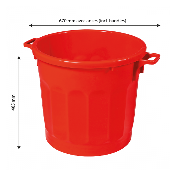 Poubelle ronde tri sélectif 75 L - rouge