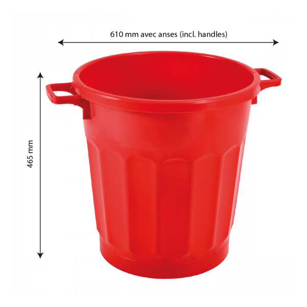 Poubelle ronde tri sélectif 50 L - rouge