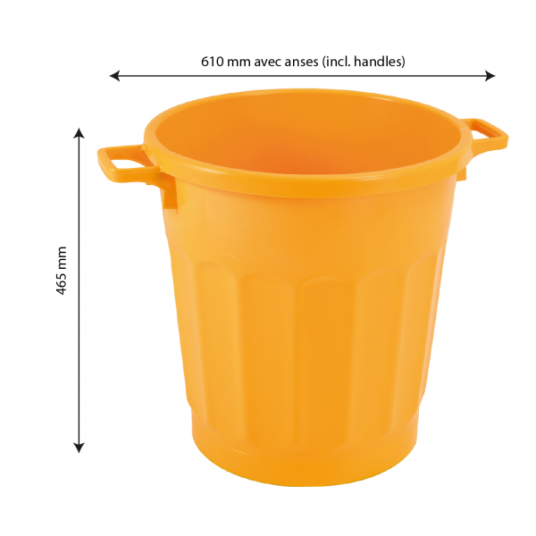 Poubelle ronde tri sélectif 50 L - jaune