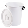 Poubelle ronde 50 L avec poignées noires - blanc