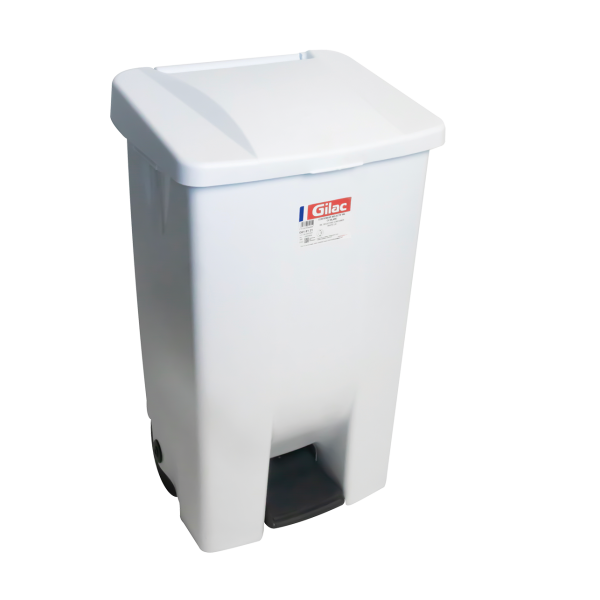 Poubelle éco à pédale 80 L - couvercle blanc