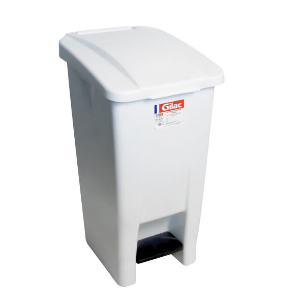 Poubelle éco à pédale 60 L - couvercle blanc