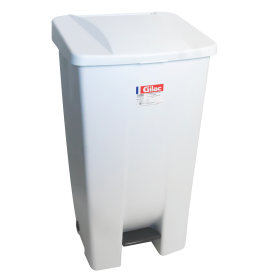 Poubelle éco à pédale 120 L - couvercle blanc