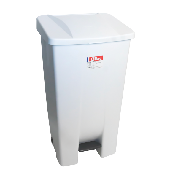 Poubelle éco à pédale 120 L - couvercle blanc